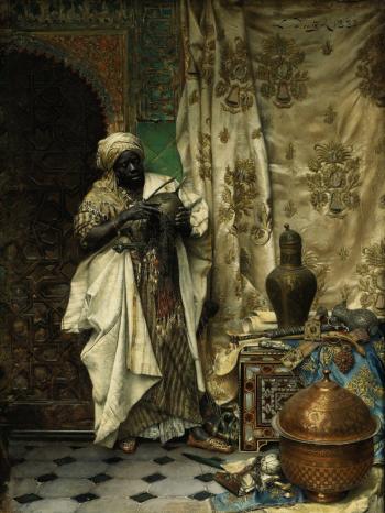 “A Inspeção”: A pintura do artista austríaco Ludwig Deutsch (1855-1935) é um ótimo exemplo de sua maestria e fascínio pelo Egito (Cortesia da Sotheby’s Nova Iorque)