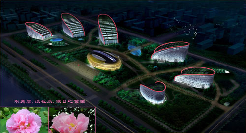 Um novo prédio do governo na cidade de Chengdu, província de Sichuan, tenta imitar a forma de uma flor desabrochando (360doc.com)