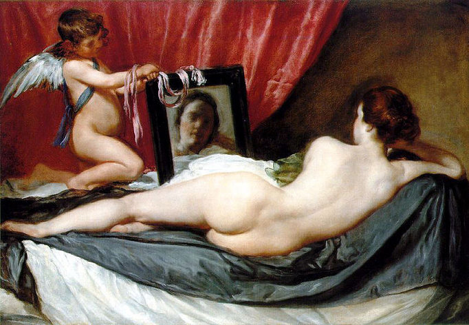 "Vênus ao Espelho" (1644-1648). Único nu remanescente de Velázquez; sabe-se que ele pintou outros.