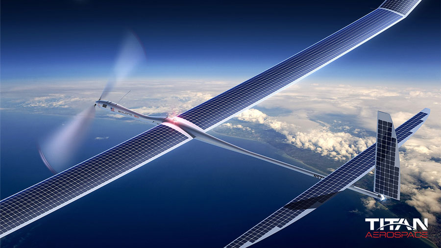 Um protótipo da empresa Titan Aerospace de drone movido a panéis solares (Divulgação)