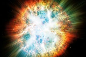 Representação da explosão de uma estrela feita por um artista (Shutterstock)