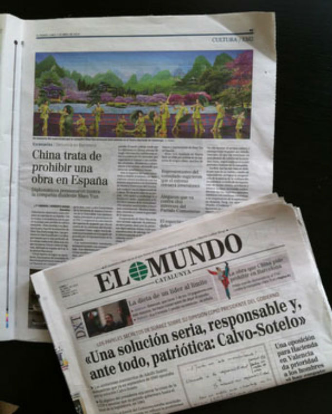 Em 7 de abril, El Mundo, jornal tradicional na Espanha, publicou uma reportagem expondo a tentativa do regime chinês de forçar o teatro a cancelar o Shen Yun em Barcelona (Minghui.org)
