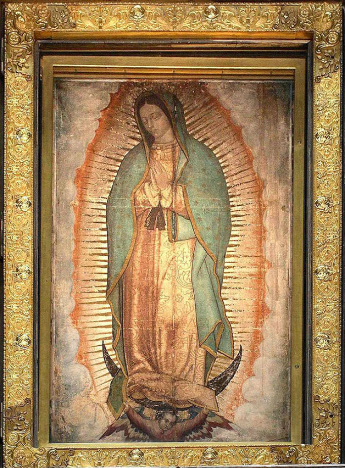 Imagem original do manto de Nossa Senhora de Guadalupe, no México (Reprodução)