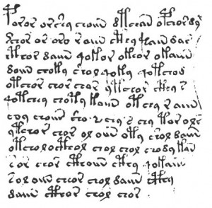 Trecho do Manuscrito de Voynich (Wikimedia Commons)