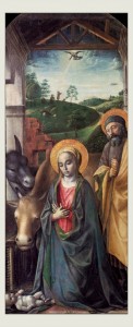 “Adoração da Criança Cristã” pintada por Vincenzo Foppa, no século 15 (Wikimedia Commons)