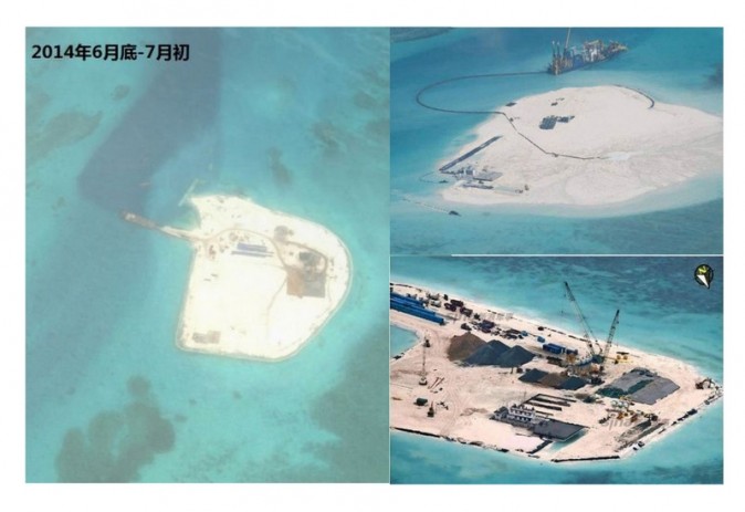 A China tem construido novas ilhas no Mar Sul da China (Sina.com)