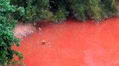 Rio chinês fica vermelho depois de terremoto no Japão
