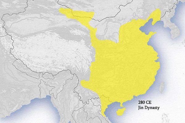 Um mapa da Dinastia Jin em destaque, cerca de 280 d.C. (Wikimedia)