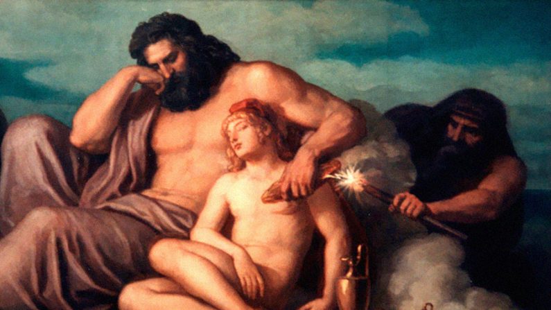 Zeus e Ganimedes descansam enquanto prometeus rouba o fogo (Christian Griepenkerl,  1839 – 1912)