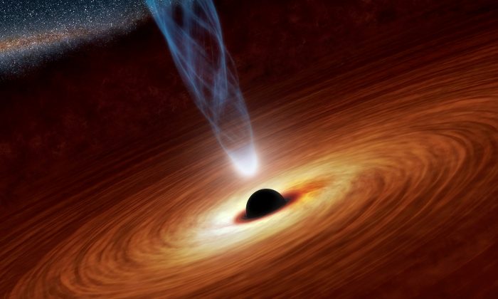 Um buraco negro supermassivo com milhões a bilhões de vezes a massa do nosso sol é visto em uma ilustração do conceito do artista da NASA sem data (NASA / JPL-Caltech / Apostila / File Photo via Reuters)