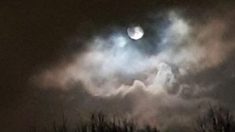 Mulher faz captura incrível do ‘olho da tempestade’ ao redor da lua cheia com seu telefone celular