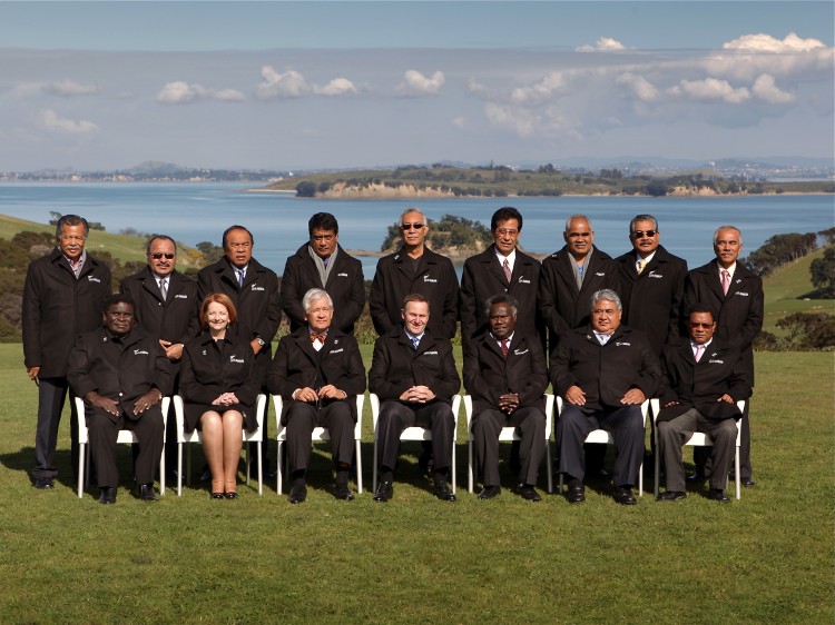 Líderes do Pacífico posam para o 42º Fórum da Ilha do Pacífico em Auckland, Nova Zelândia, em setembro de 2011 (Bradley Ambrose / AFP / Getty Images)