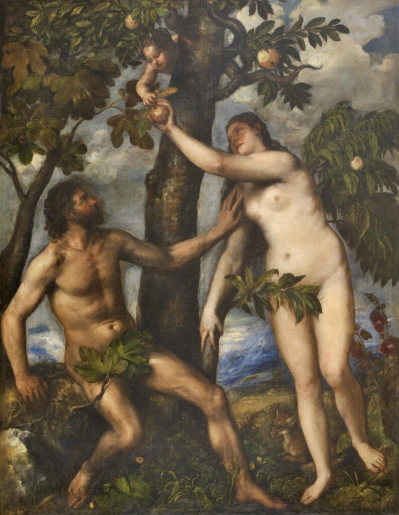 “A Queda do Homem”, por volta de 1550, de Ticiano (Domínio público)