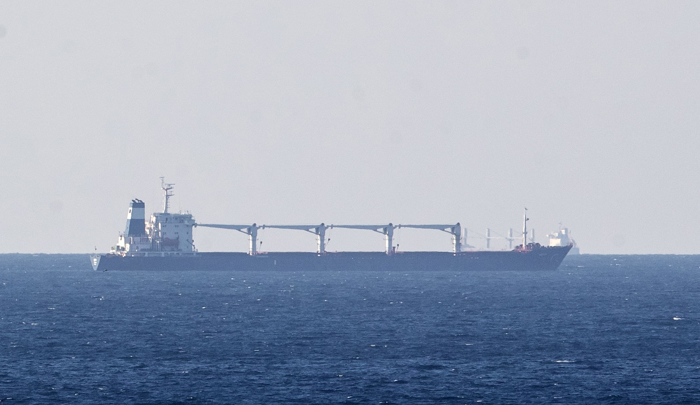 Vista de um cargueiro transportando grãos ucranianos no Mar Negro, em uma fotografia de arquivo (EFE/Erdem Sahin)