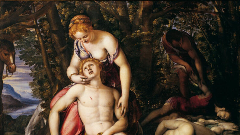 "Angélica e Medoro", por volta de 1560-1596, de Simone Peterzano. Óleo sobre tela. Coleção privada (Domínio público)