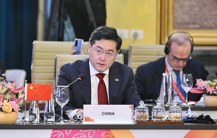 Ministro das Relações Exteriores da China, Qin Gang, no G20 em Nova Delhi (EFE/EPA/MINISTÉRIO DAS RELAÇÕES EXTERNAS DA INDIA)