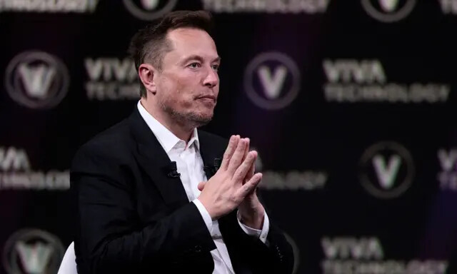 O CEO da SpaceX, Elon Musk, participa de um evento durante a feira de startups e inovação de tecnologia Vivatech no centro de exposições Porte de Versailles, em Paris, em 16 de junho de 2023. (Joel Saget/AFP via Getty Images)
