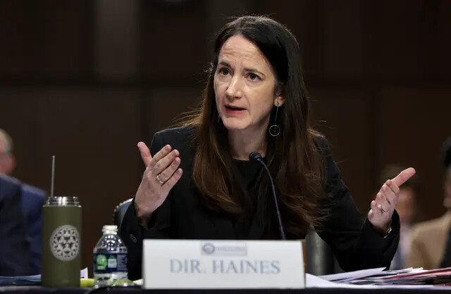 A Diretora de Inteligência Nacional (DNI) Avril Haines testemunha perante o Comitê de Inteligência do Senado em Washington em 10 de março de 2022. (Kevin Dietsch/Getty Images)