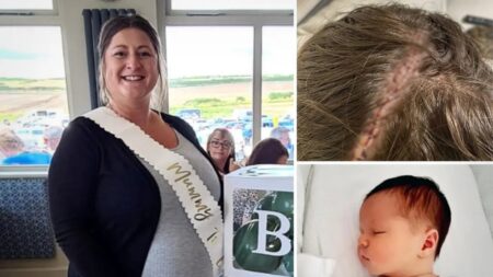 Grávida diagnosticada com tumor cerebral às 34 semanas diz que seu bebê ainda não nascido salvou sua vida