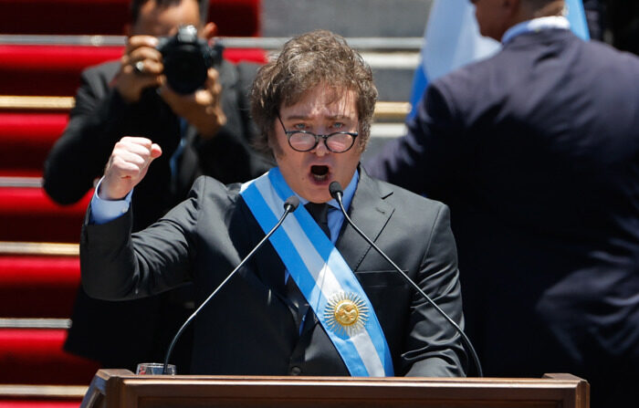 Foto de arquivo do presidente da Argentina, Javier Milei (EFE/ Juan Ignacio Roncoroni)