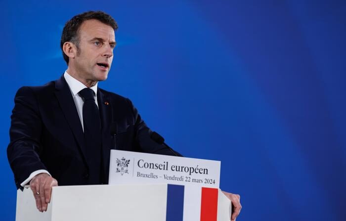 Imagem de arquivo do presidente francês Emmanuel Macron (EFE/EPA/OLIVIER MATTHYS)