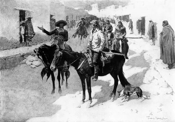 Zebulon Pike em uma expedição para determinar a fronteira com o México, 1906, por Frederic Remington. (Imagens MPI/Getty)
