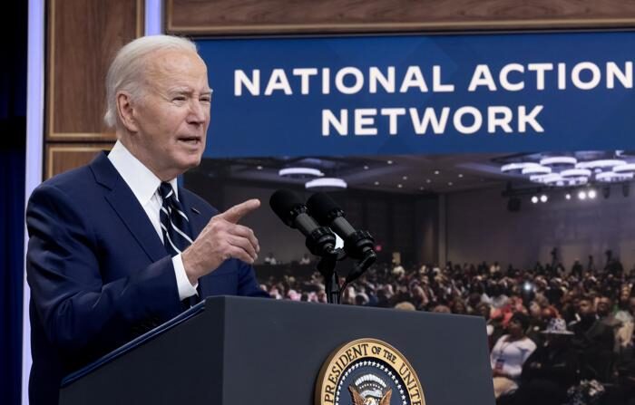 O presidente dos EUA, Joe Biden, na convenção da National Action Network em Washington, em 12 de abril de 2024 (EFE/MICHAEL REYNOLDS)