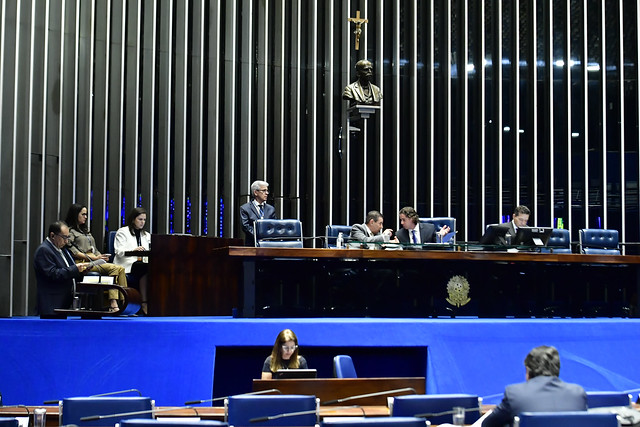 Plenário do Senado Federal durante sessão deliberativa ordinária. Em discurso, à tribuna, senador Jorge Kajuru (PSB-GO) (Foto: Waldemir Barreto/Agência Senado)