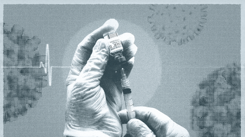 Vacina contra COVID (Ilustração por The Epoch Times, Getty Images, Envato Elements)
