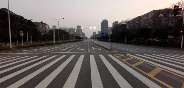 General view of empty roads in Wuhan City