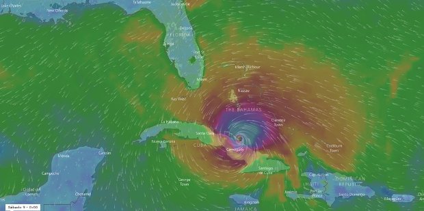 A caminho dos Estados Unidos, o Furacão Irma deixou estragos em Cuba (Reprodução/Windy.com)