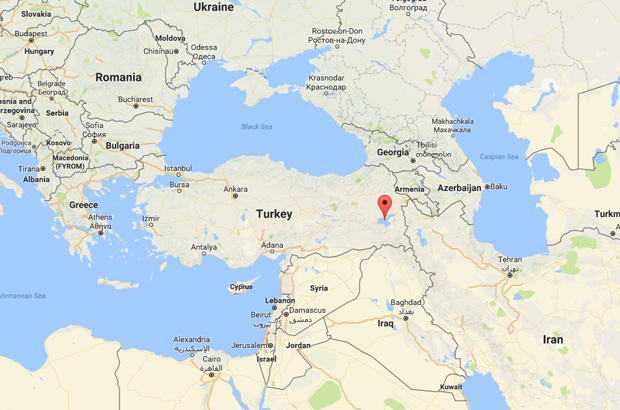 A localização do lago Van na Turquia (Captura de tela via Google Maps)