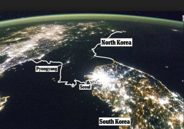Coreia do Norte e Coreia do Sul (Imagem de satélite)